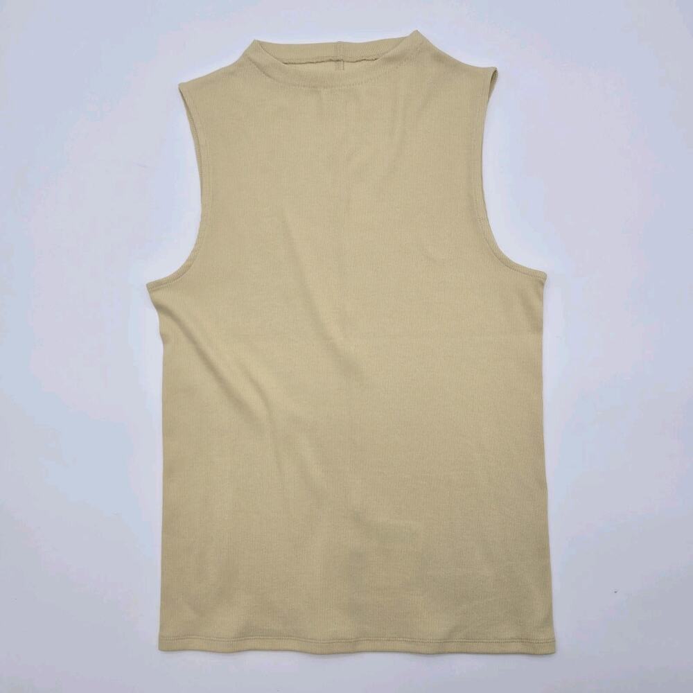 Everlane Tank Top Womens Large Yellow The Pima Micro Rib Funnel Neck Supima